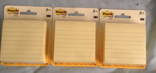 Post-it® Notes Original Notes, 3 x 3, Lined, Canary Yellow, 6 100-Sheet Pads/Pac