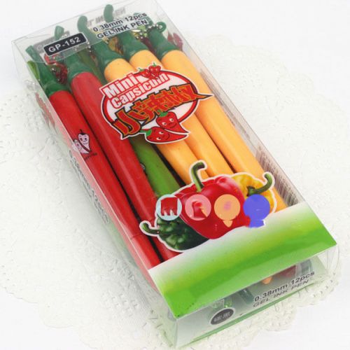 12pcs Black Ink Vegetable Gel Pen Sets Stationery kids Students Gifts Pepper