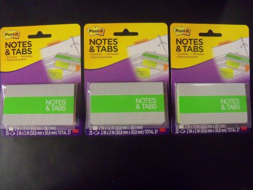 Post-it Notes &amp; Tabs, Orange/Neon Green, 36 Tabs-2 x 1.5, 75 Notes-2 x 2 (3 pk)