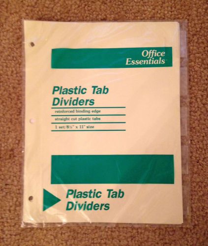 Office Essentials Beige Plastic Tab Dividers - 5 Clear Tabs