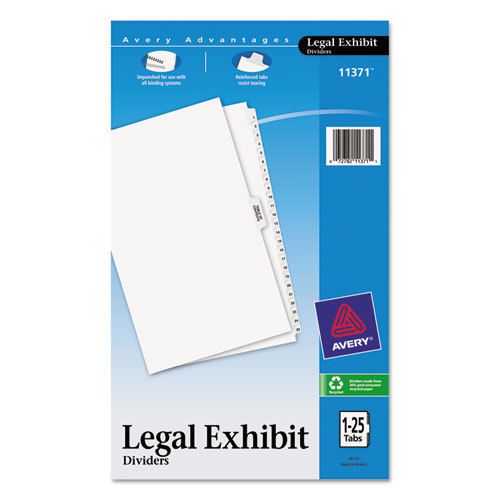 Avery-Style Legal Side Tab Divider, Title: 1-25, 14 x 8 1/2, White, 1 Set