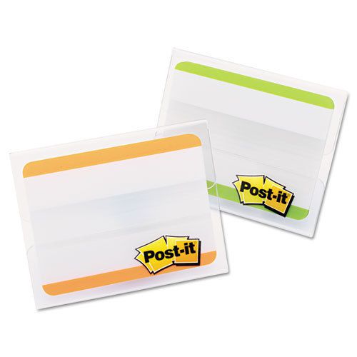 Durable File Tabs, 2 x 1 1/2, Striped, Green/Orange, 24/pk