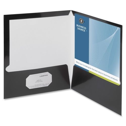 Business source two-pocket folders w/business card holder-black-25/bx- bsn44425 for sale