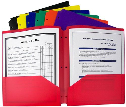 Two Pocket Heavyweight Poly Portfolio With Hole Punch Assorted Ors Pack