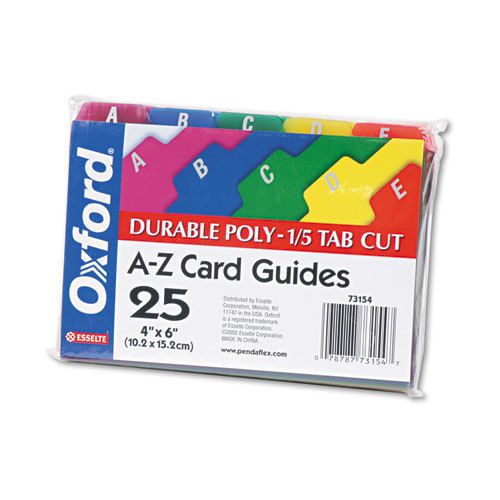 Esselte #73154 Oxford 25 4x6 Poly 1/5 Tab Cut A-Z Card Guides NISP