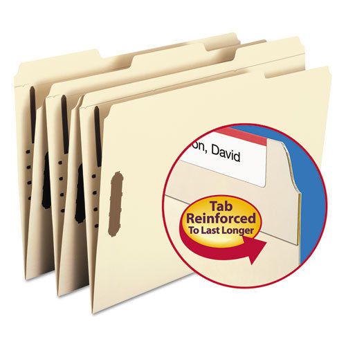Folders, Two Fasteners, 1/3 Cut Assorted Top Tabs, Legal, Manila, 50/Box