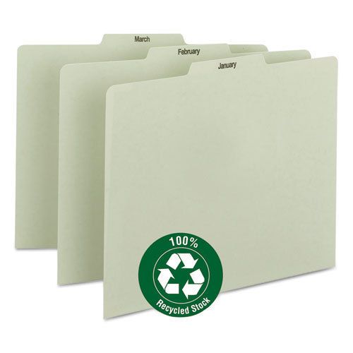 Recycled Top Tab File Guides, Monthly, 1/3 Tab, Pressboard, Letter, 12/Set
