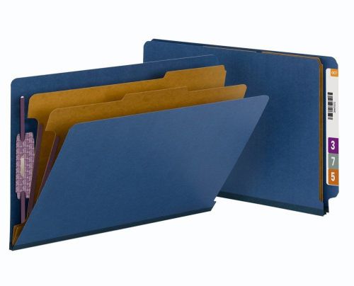 Smead 29784 End Tab Legal Dark Blue Pressboard Classification Folders Box of 10