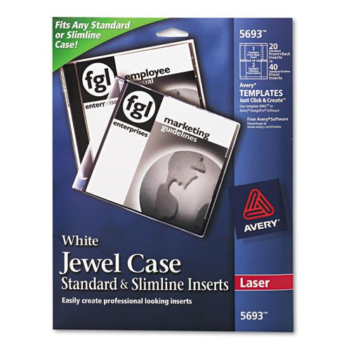Avery  Laser CD/DVD Jewel Case Inserts, Matte White, 20/Pack, PK - AVE5693