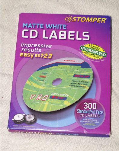 CD STOMPER 300 PACK CD LABELS - MATTE WHITE - FREE SHIPPING