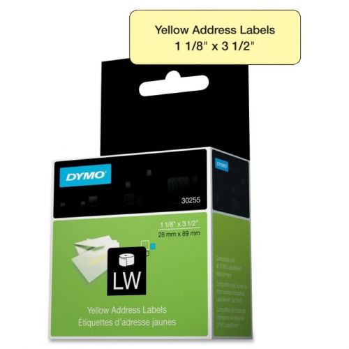 Dymo 30255 label, yellow address 1 1/ 8&#034; for sale