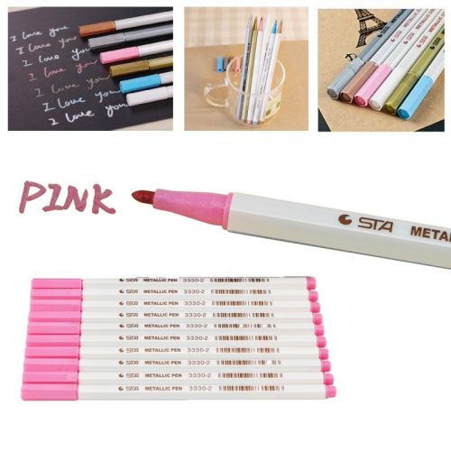 2015 NEW METALLIC MARKER PENS-PINK–USE IN ART &amp; CRAFTS (WITH 6 COLORS TO CHOOSE)