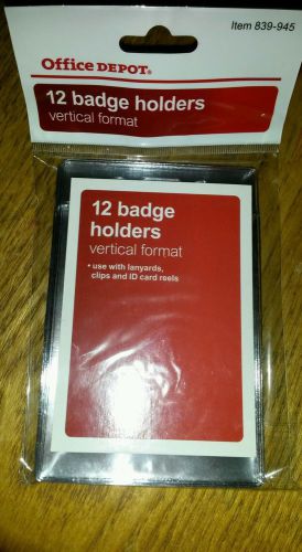 Office Depot 12-Pack ID Badge Holders - Vertical Format. NIP
