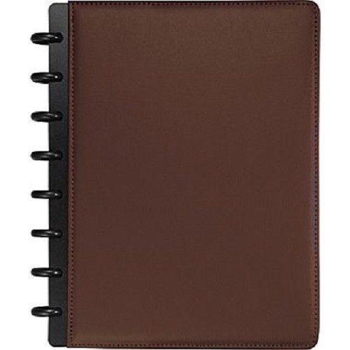 M by staples arc discbound brown leather notebook 6-3/4 x 8-3/4 junior levenger for sale