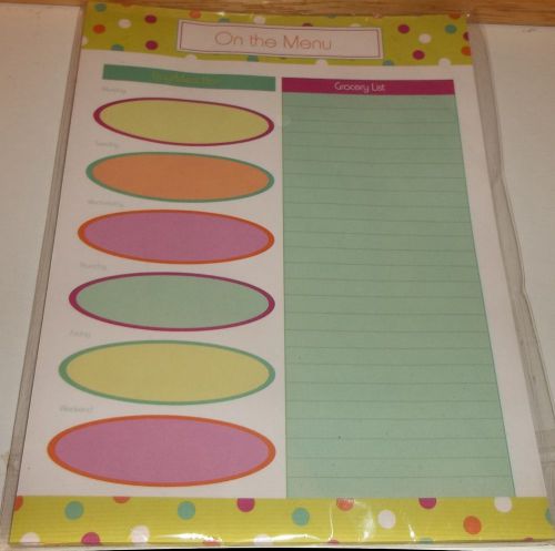 On the Menu Magnetic Note List Pad 8&#034; x 6&#034; Grocery Shopping List