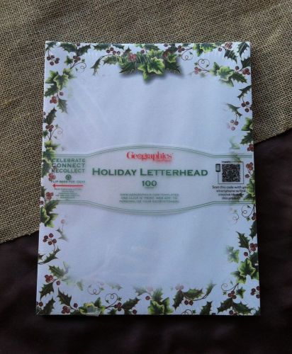 Holiday Letterhead Christmas Paper Holly and Ivy with Envelopes