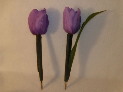 Flower pen--lavender tulip or pink tulip ---handcrafted--new--black ink for sale