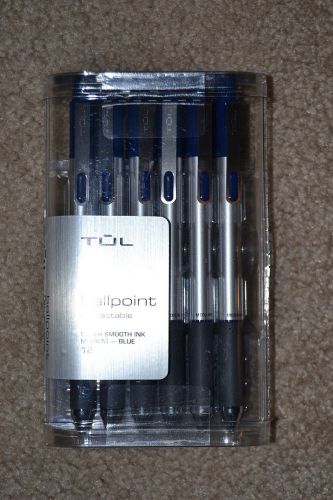 Tul Rectractable Ballpoint Pens Medium Super Smooth Ink 12 Pack (Blue Ink) NIP