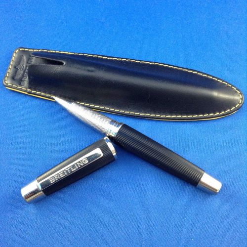 breitling luxury black rollerball pen with leather etui baselworld 2014