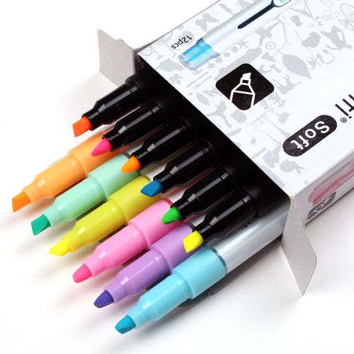 MONAMI evergreen essenti Pastel Soft/Bright Highlighter (Pack of 12 Pens)