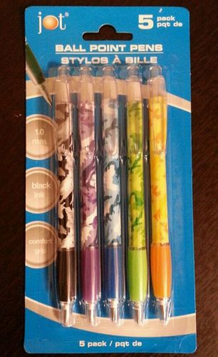 Camouflage pens set of 5 black ink 1.0 mm with comfort grip for sale
