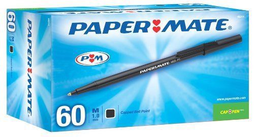 Paper Mate Stick Ballpoint Pen - Black Ink - Black Barrel - 60 / Pack (4621401)