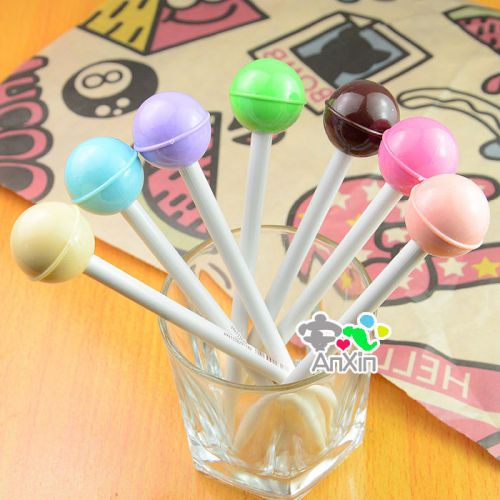 Candy Lollipop Gel Pen Black Ink Rollerball Pens Office Supply Creative 7Colors