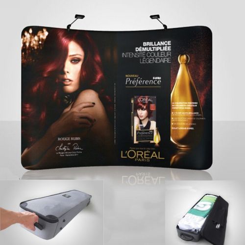 10ft curved fabric tension trade show display pop up stand (graphic+travel bag) for sale