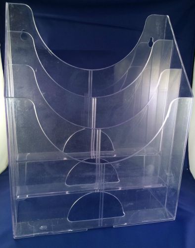 Clear Acrylic 3 Tier Pocket Literature/Brochure Holder, Hang/Stand - Great Cndtn