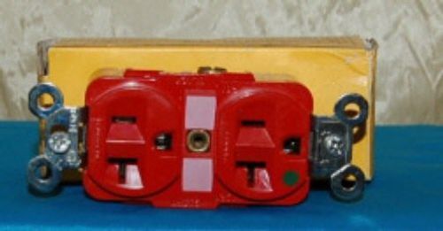 Hubbell HBL8300R Red Receptacle Straight Blade 20 Amp Duplex Hospital Grade