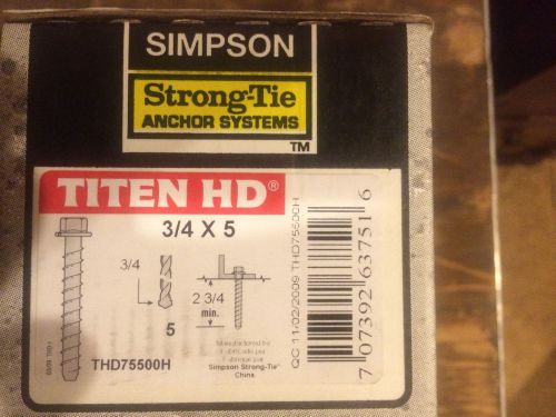 Simpson strong tie thd75500h 3/4&#034; x 5&#034; titen hd heavy duty screw anchor 5/box for sale