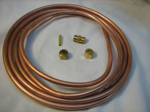 10&#039;  1/4 &#034; copper refrigerator-ice maker tubing + compression fittings union stem