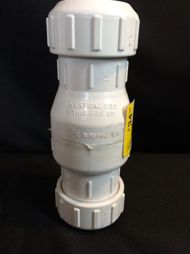 FLO CONTROL WHITE PVC COMPRESSION 1 1/2&#034; SWING CHECKVALVE SEWAGE POOL POND PUMP