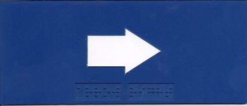 ADA Braille &#034;ARROW RIGHT&#034;  Blue sign  6 x 2,5.  #P128