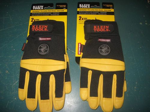 Lot of 2  New KLEIN TOOLS Journeyman Pro Leather Work Gloves # 40044 Extra Large