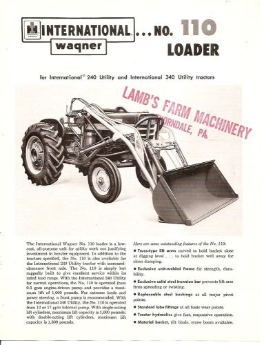 Equipment Brochure - IH - Wagner - 110 - Loader for 240 340 Tractor (E1798)