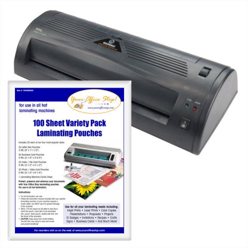 Royal PL-2112 12&#034; Hot Laminating Machine Bundle with 100 Assorted Sizes Pouches