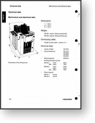 Heidelberg Quickmaster 46-2 Operator&#039;s and Parts Manual