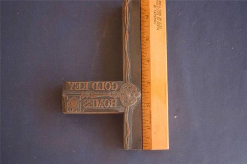 Letterpress Printing Block Gold Key Homes Emblem Loco Ad     (2)