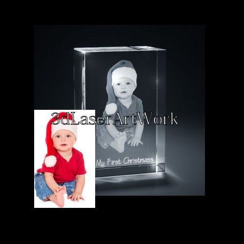 Christmas 3d photo crystal engraving + led light stand for sale