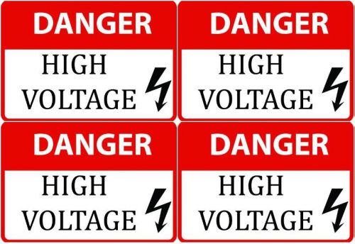Danger High Voltage Warning Security Business Company Set Of Four Vinyl Signs