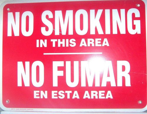 NO SMOKING IN THIS AREA - NO FUMAR EN ESTA AREA - 24&#034; x 18&#034; Aluminum Signs