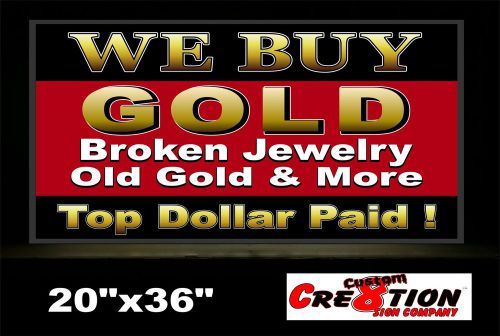 Led light box sign  20&#034;x36&#034; - window sign - we buy gold -broken jewelry for sale