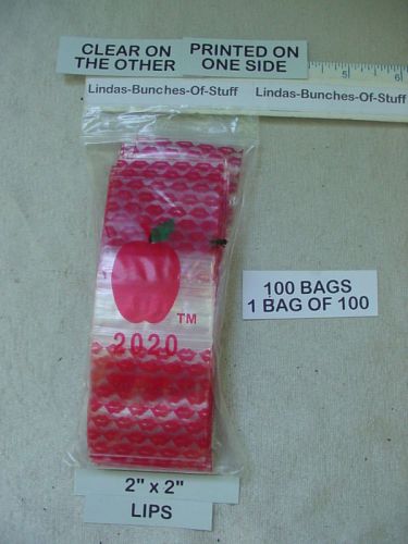 100 Ruby Red Lips 2&#034; X 2&#034; 2 Mill Plastic Zipseal Bags