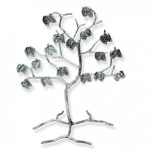 Leafy Tree Earring Display / Organizer - 12&#034; - Antique Silver - Holds 18 prs