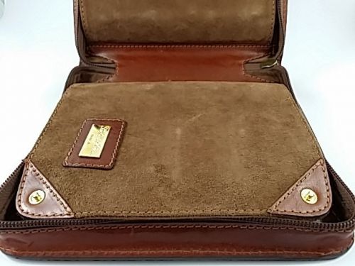 Luxury Watch Case Box SCUOLA DEL CUOIO ITALY Brown Leather Gift Present Display