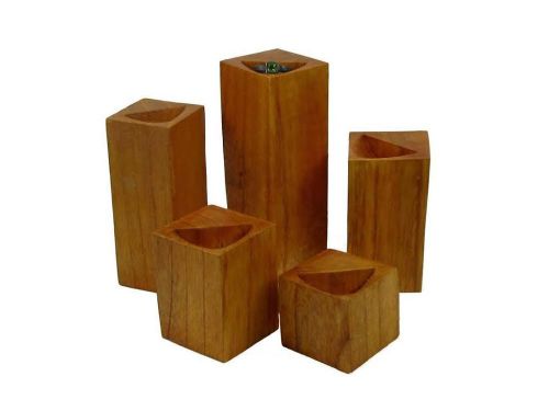 Natural solid wood ring display block set of 15