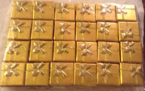 24 Ring Boxes New Gold Foil Black Interior