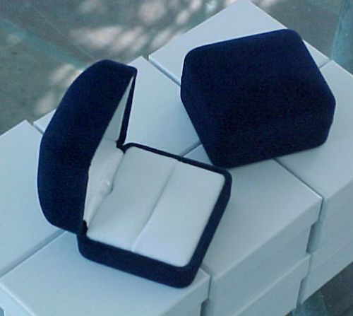 1 dozen deluxe plush navy blue velvet ring storage packaging jewelry gift boxes for sale