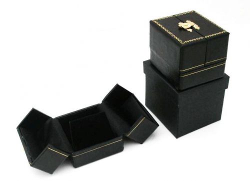 2 Black Double Door Earring Pendant Jewelry Display Gift Boxes
